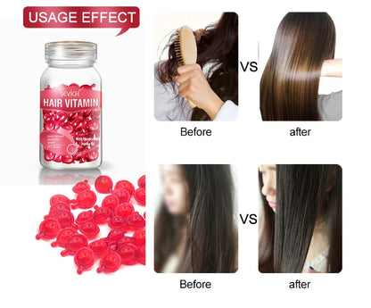 30pcs/lot Moroccan Hair Oil Smooth Silky Hair Vitamin Capsule Keratin Complex Oil Care Repair Damaged Hairs Serum Anti-Loss 2024