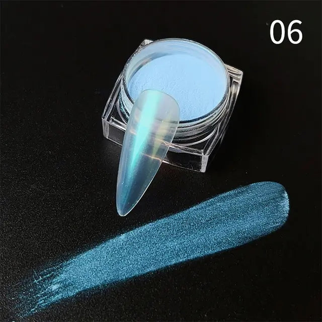 White Chrome Pearl Nail Powder Glitter Wedding Bride Nail Design Aurora Rubbing Dust Mirror Effect Fairy Powder Polish Flake - Charm Trove