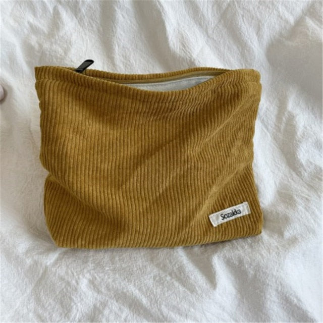 Versatile Corduroy Cosmetic Bag: Stylish, Spacious, and Multifunctional for Travel and Everyday Use - Charm Trove