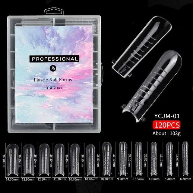 120PCS/Box Nail Art UV Extend Gel Nail Extension Tool Quick Building Nail Mold Tips Nail Dual Forms Finger Extension - Charm Trove