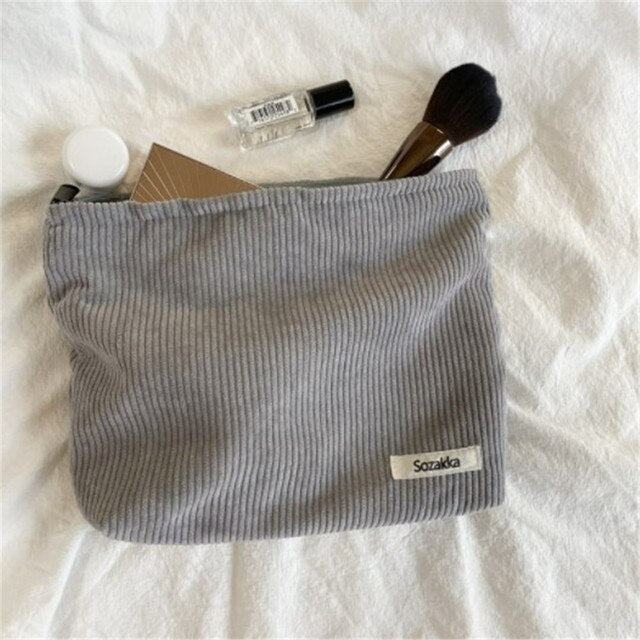 Versatile Corduroy Cosmetic Bag: Stylish, Spacious, and Multifunctional for Travel and Everyday Use - Charm Trove