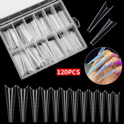 120PCS/Box Nail Art UV Extend Gel Nail Extension Tool Quick Building Nail Mold Tips Nail Dual Forms Finger Extension - Charm Trove