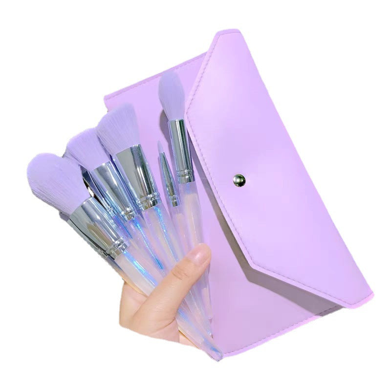 10Pcs Glitter Purple Makeup Brushes Set with BagSet