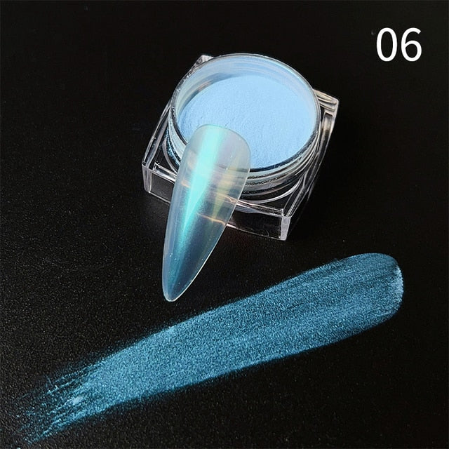 White Chrome Pearl Nail Powder Glitter Wedding Bride Nail Design Aurora Rubbing Dust Mirror Effect Fairy Powder Polish Flake - Charm Trove