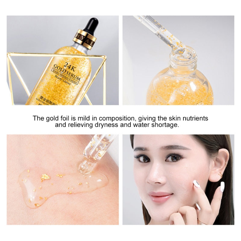Revitalize Your Skin with 24K Gold Face Serum: Hyaluronic Acid, Acne Serum, and Anti-Aging Moisturizer for Whitening and Wrinkle Reduction