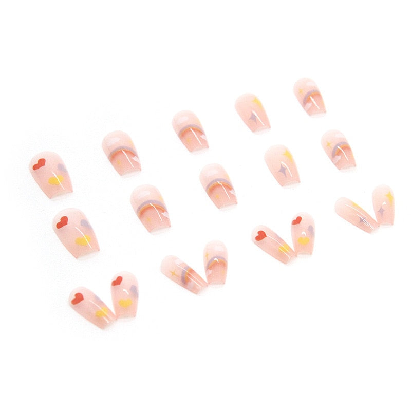 Express Your Playful Side with 24P Cute Childlike Rainbow Nail Art - Charm Trove