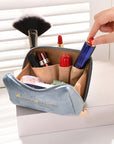 Stylish Velvet Women's Cosmetic Bag: Travel-Ready Makeup Organizer with Spacious Storage and Elegant Solid Color Design