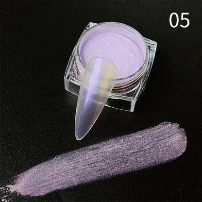 White Chrome Pearl Nail Powder Glitter Wedding Bride Nail Design Aurora Rubbing Dust Mirror Effect Fairy Powder Polish Flake - Charm Trove