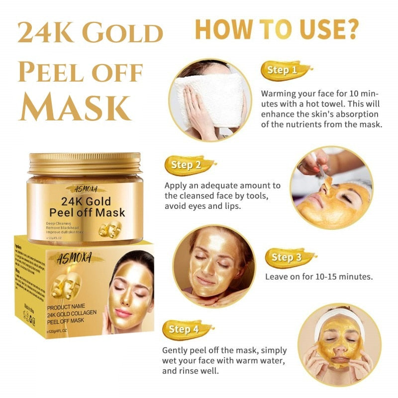 Reveal Radiant Skin with 24K Gold Peel Off Mask - Charm Trove