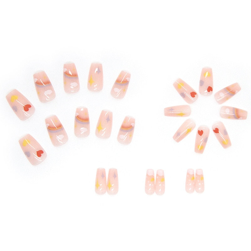 Express Your Playful Side with 24P Cute Childlike Rainbow Nail Art - Charm Trove