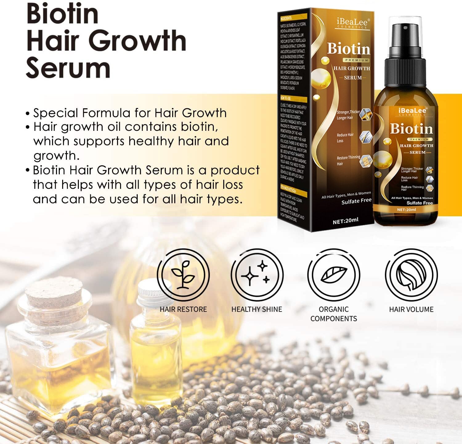 iBeaLee Hair Growth Products Biotin Anti Hair Loss Spray - Charm Trove