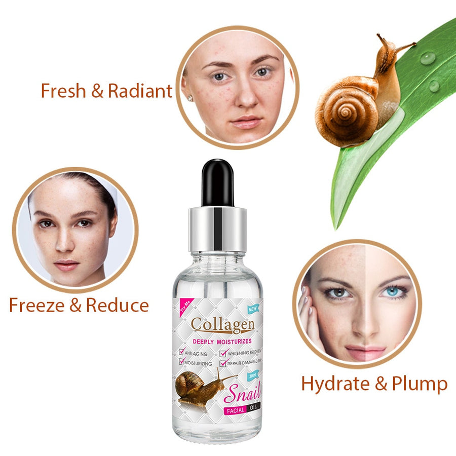 Snail Collagen Face Essential Oil Anti Aging Whitening Moisturizing Face Serum Liquid Facial Massage Cream Skin Care Cosmetics