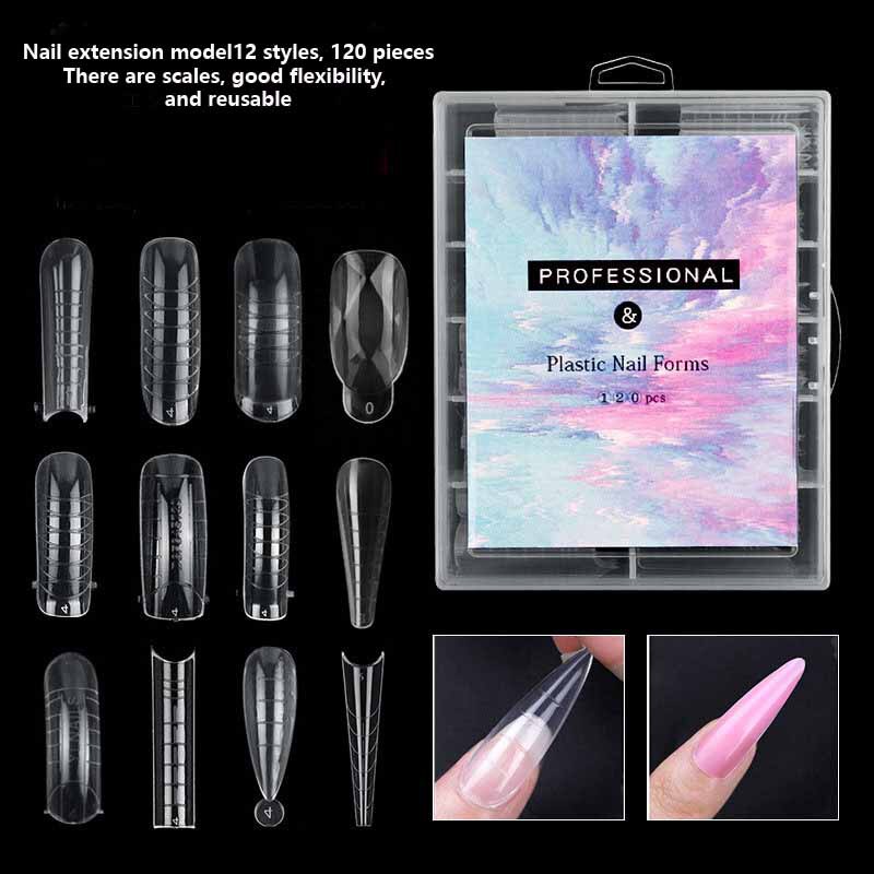 120PCS/Box Nail Art UV Extend Gel Nail Extension Tool Quick Building Nail Mold Tips Nail Dual Forms Finger Extension - Charm Trove